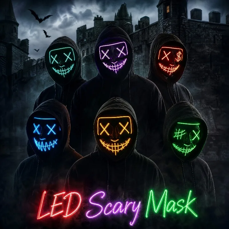 Led Purge Mask Halloween - Perlengkapan Pesta Halloween 2026, Masker LED