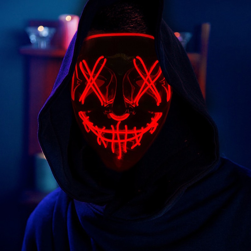 Led Purge Mask Halloween - Topeng Halloween Neon LED, Topeng untuk