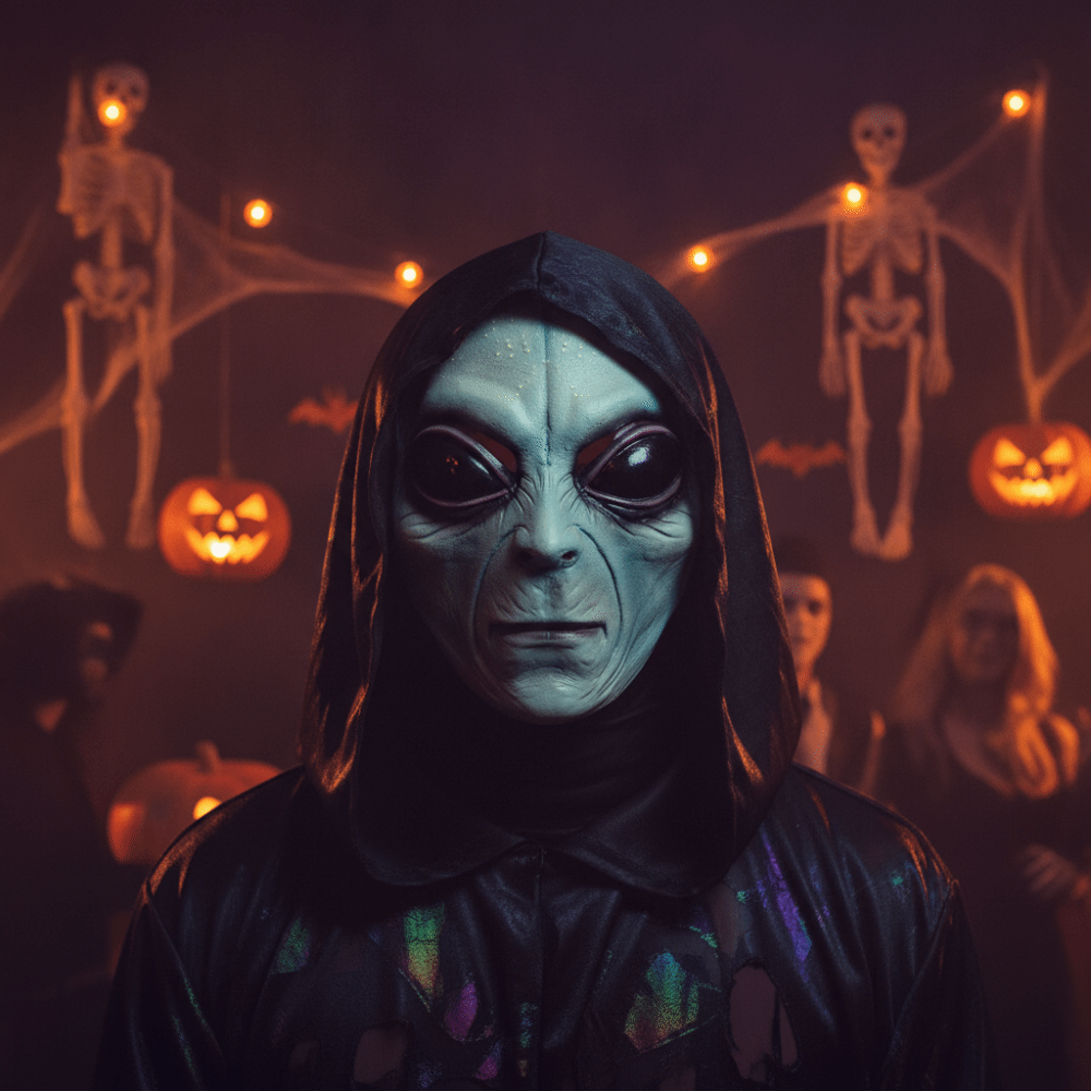 Topeng Alien Bahan Latex, Tope - Latex Alien Mask Realistic ulasan dan harga