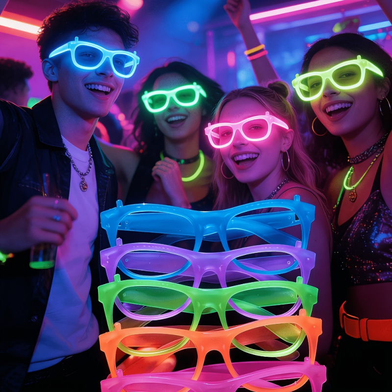 2/24 buah Kacamata Neon Menyal - Glow In The Dark Party Glasses ulasan dan harga