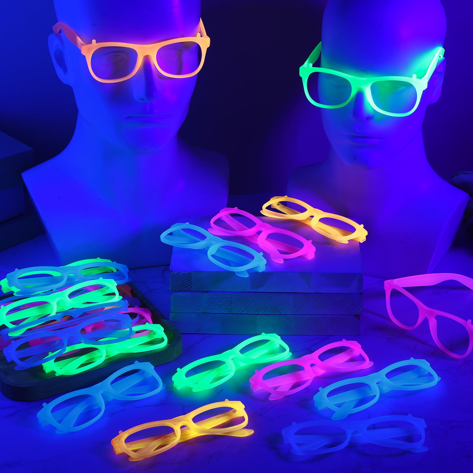 2/24 buah Kacamata Neon Menyal - Glow In The Dark Party Glasses ulasan dan harga